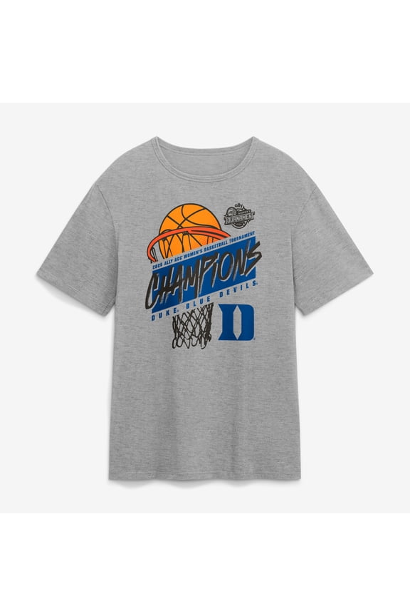 Men's Heather Gray Duke Blue Devils 2026 ACC Women's Basketball Tournament Champions T-Shirt