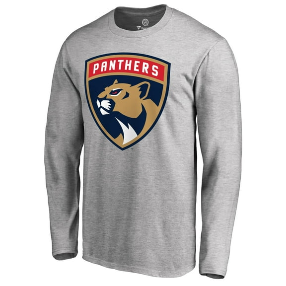 Men's Heather Gray Florida Panthers Primary Logo Long Sleeve T-Shirt