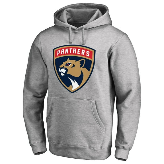 Men's Heather Gray Florida Panthers Primary Team Logo Fleece Fitted Pullover Hoodie