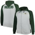 thumbnail image 1 of Men's Heather Gray Green Bay Packers Big & Tall Fleece Raglan Full-Zip Hoodie Jacket, 1 of 4
