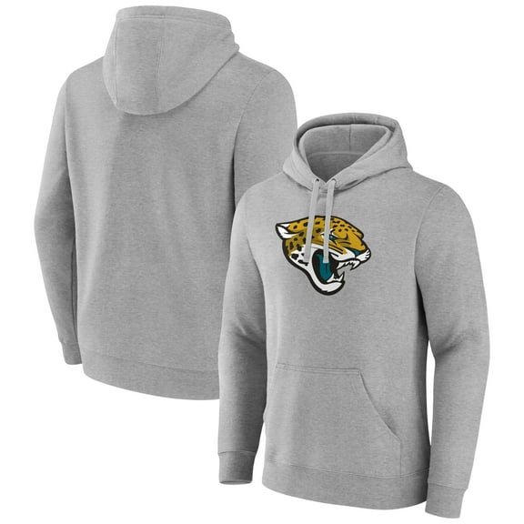 Men's Heather Gray Jacksonville Jaguars Primary Team Logo Fitted Pullover Hoodie