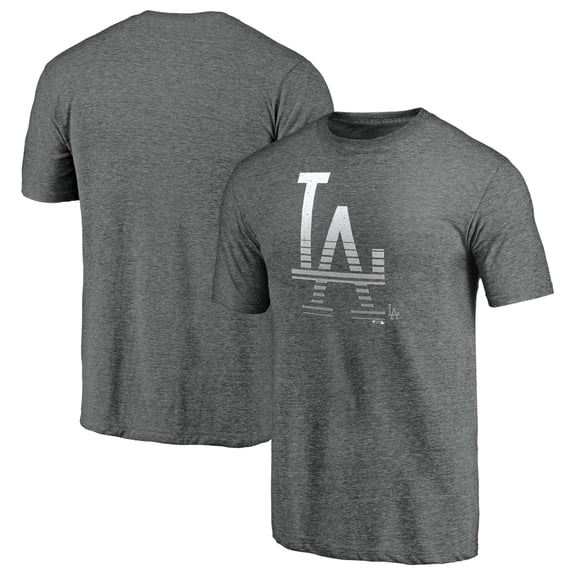 Men's Heather Gray Los Angeles Dodgers Cooperstown Collection Logo Tri-Blend T-Shirt