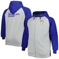 thumbnail image 1 of Men's Heather Gray Los Angeles Rams Big & Tall Fleece Raglan Full-Zip Hoodie Jacket, 1 of 3