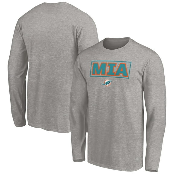 Men's Heather Gray Miami Dolphins Squad Throwbacks Long Sleeve T-Shirt
