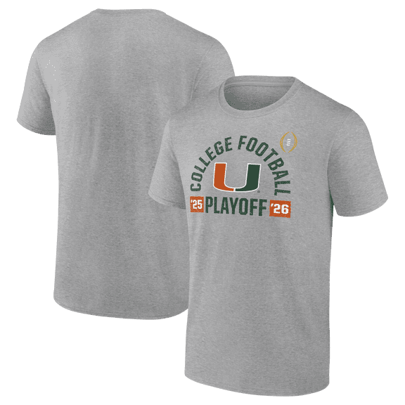 Men's Heather Gray Miami Hurricanes 2025-26 College Football Playoff Touchdown Glory T-Shirt