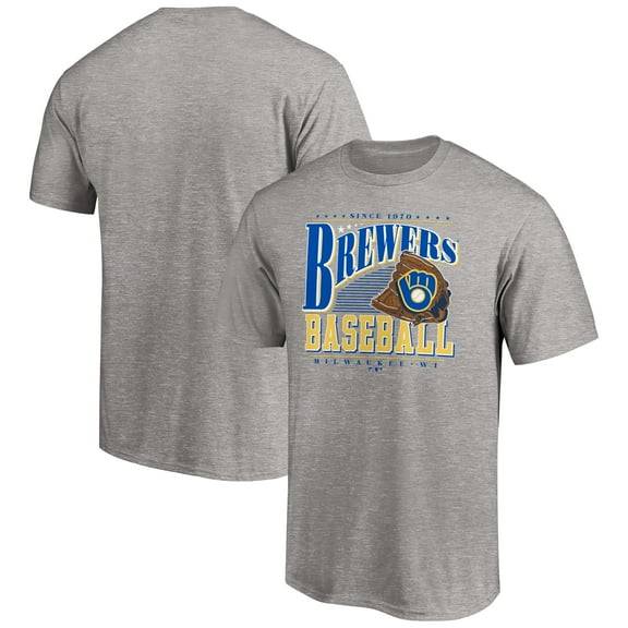 Men's Heather Gray Milwaukee Brewers Cooperstown Collection Winning Time T-Shirt