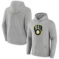 thumbnail image 1 of Men's Heather Gray Milwaukee Brewers Official Logo Fitted Pullover Hoodie, 1 of 3