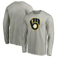 thumbnail image 1 of Men's Heather Gray Milwaukee Brewers Official Team Logo Long Sleeve T-Shirt, 1 of 3