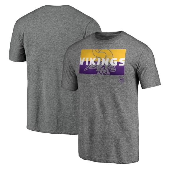 Men's Heather Gray Minnesota Vikings Square Off Tri-Blend T-Shirt