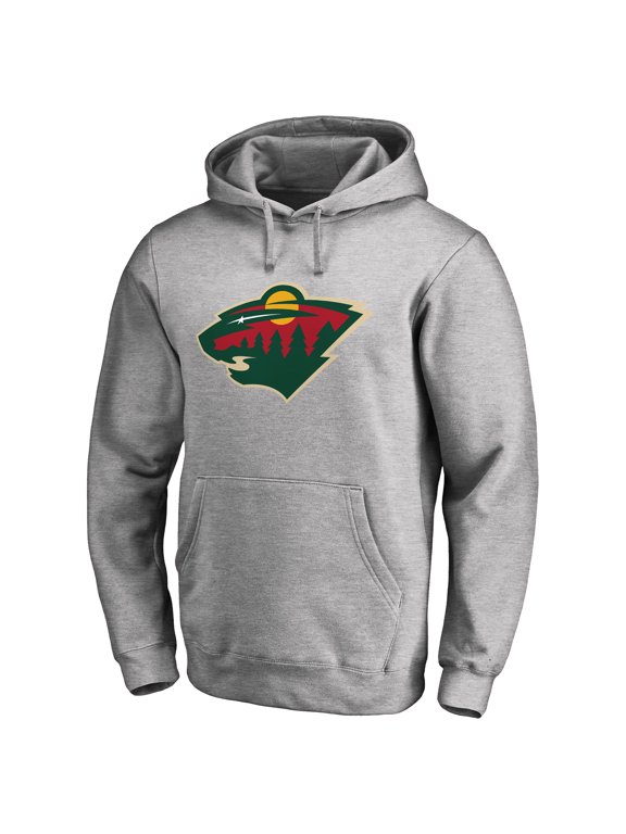 Men's Heather Gray Minnesota Wild Primary Team Logo Fleece Fitted Pullover Hoodie