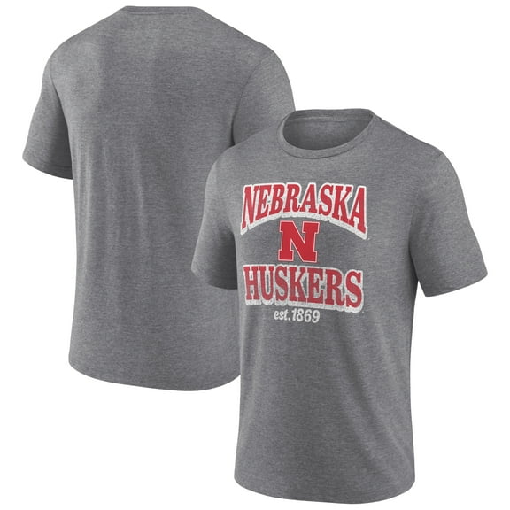 Men's Heather Gray Nebraska Huskers Vintage Stack Tri-Blend T-Shirt
