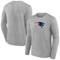 Men's Heather Gray New England Patriots Primary Team Logo Long Sleeve T-Shirt