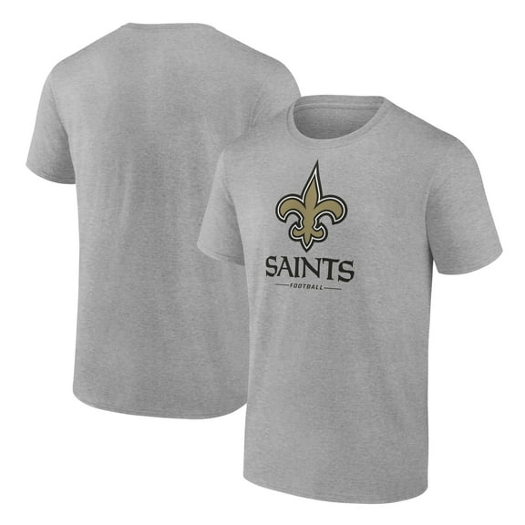 Men's Heather Gray New Orleans Saints Logo Team Lockup T-Shirt
