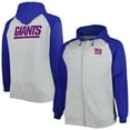 thumbnail image 1 of Men's Heather Gray New York Giants Big & Tall Fleece Raglan Full-Zip Hoodie Jacket, 1 of 4