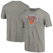 Mens Heather Gray New York Knicks Distressed Team Logo Tri-Blend T-Shirt