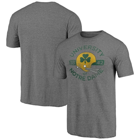 Men's Heather Gray Notre Dame Fighting Irish Helmet Arch Tri-Blend T-Shirt