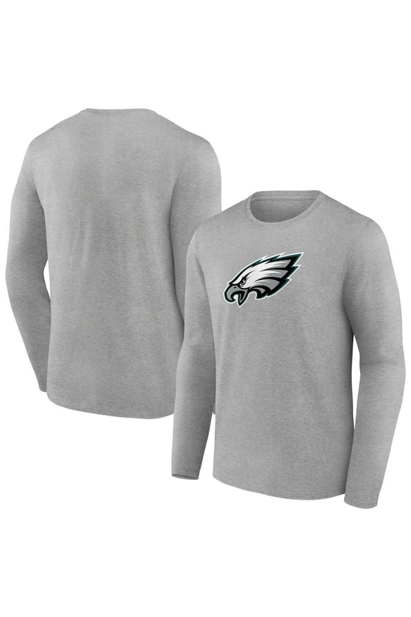 Men's Heather Gray Philadelphia Eagles Primary Team Logo Long Sleeve T-Shirt