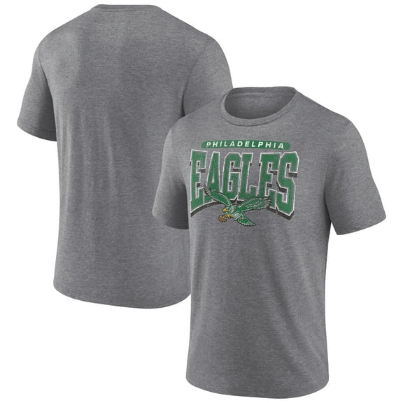 Men's  Heather Gray Philadelphia Eagles Warped Block Tri-Blend T-Shirt