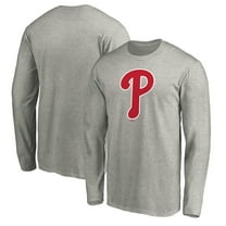 Men's Heather Gray Philadelphia Phillies Official Team Logo Long Sleeve T-Shirt