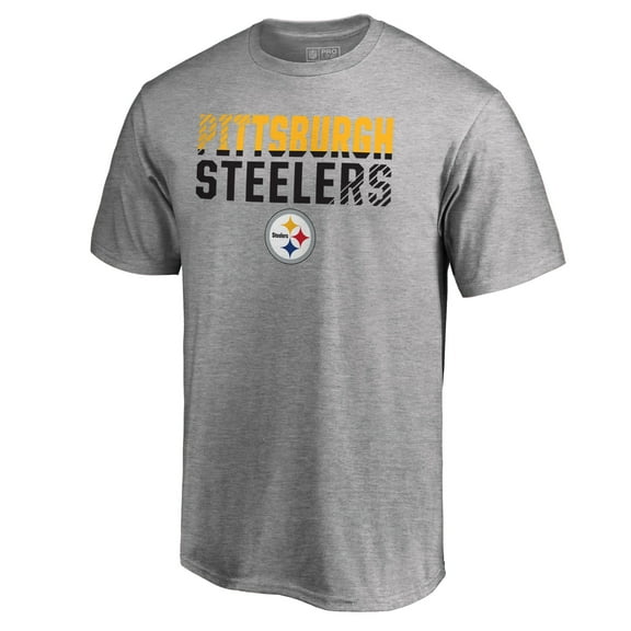 Men's Heather Gray Pittsburgh Steelers Iconic Collection Fade Out T-Shirt II