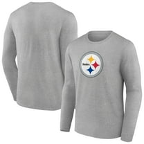 Men's Heather Gray Pittsburgh Steelers Primary Team Logo Long Sleeve T-Shirt