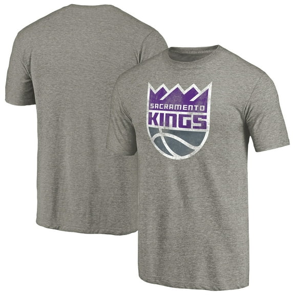 Men's Heather Gray Sacramento Kings Distressed Team Logo Tri-Blend T-Shirt