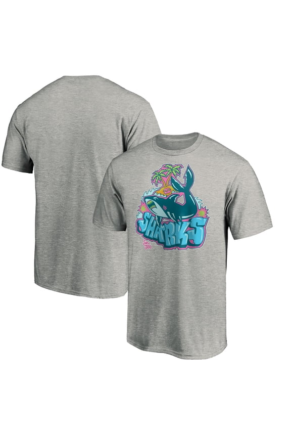 Men's Heather Gray San Jose Sharks Graffiti Shark T-Shirt