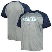 Mens Heather Gray Seattle Kraken Big & Tall Logo Raglan T-Shirt