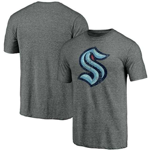 Men's Heather Gray Seattle Kraken Distressed Tri-Blend T-Shirt