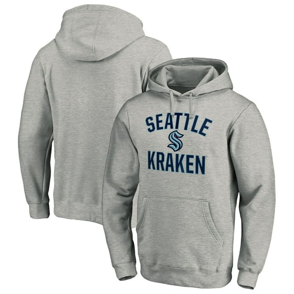 Men's Heather Gray Seattle Kraken Victory Arch Team Fitted Pullover Hoodie