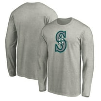 Men's Heather Gray Seattle Mariners Official Team Logo Long Sleeve T-Shirt