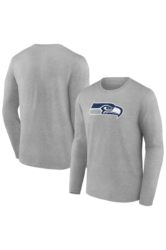 Men's Heather Gray Seattle Seahawks Primary Team Logo Long Sleeve T-Shirt