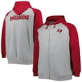thumbnail image 1 of Men's Heather Gray Tampa Bay Buccaneers Big & Tall Fleece Raglan Full-Zip Hoodie Jacket, 1 of 3