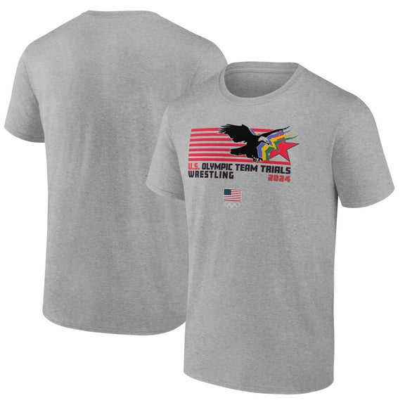 Men's  Heather Gray Team USA U.S. Olympic Team Wrestling Trials Dueling Fight T-Shirt