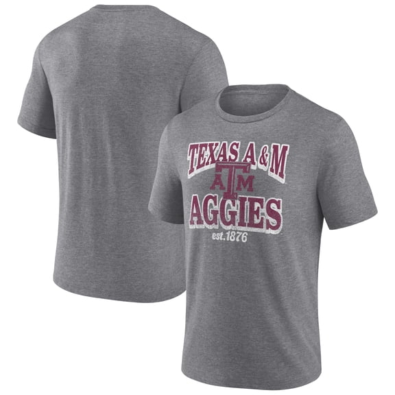 Men's Heather Gray Texas A&M Aggies Vintage Stack Tri-Blend T-Shirt