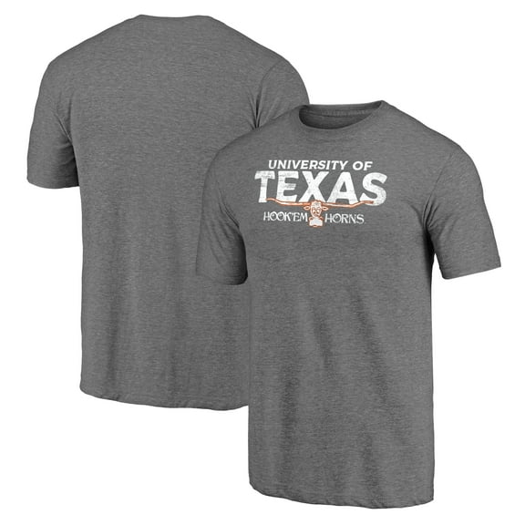 Men's Heather Gray Texas Longhorns Stacked Tri-Blend T-Shirt