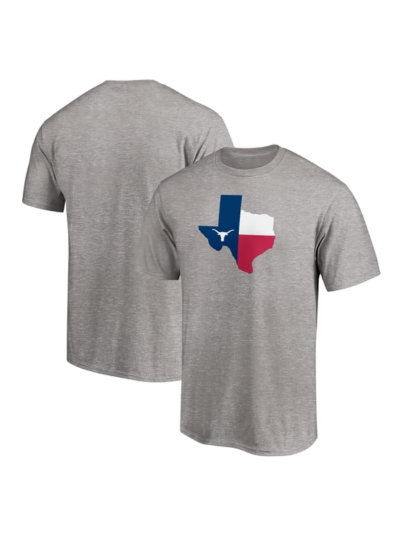 Men's Heather Gray Texas Longhorns State Flag T-Shirt