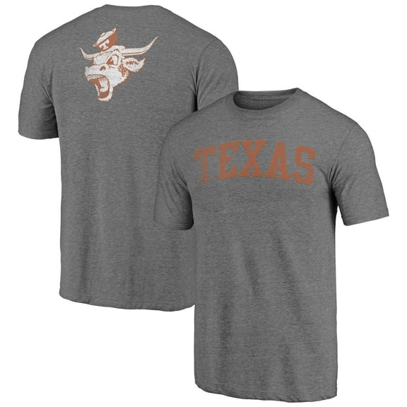 Men's Heather Gray Texas Longhorns Vault Two Hit Arch Tri-Blend T-Shirt