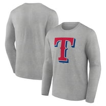 Men's Heather Gray Texas Rangers Official Team Logo Long Sleeve T-Shirt