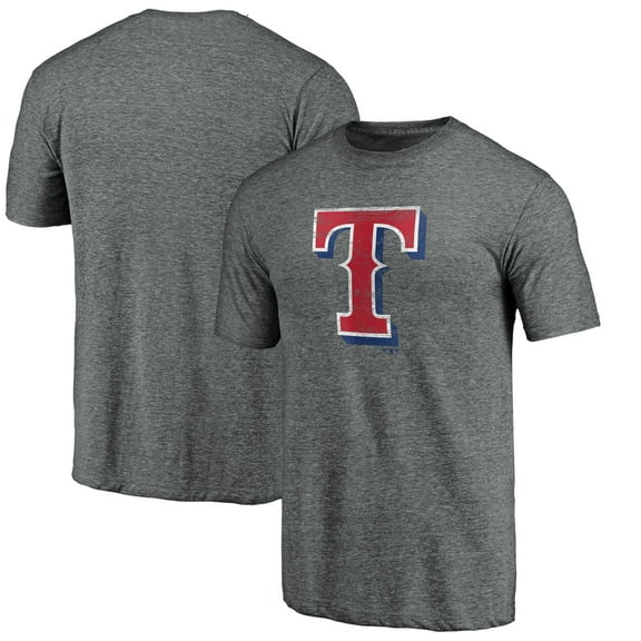 Men's Heather Gray Texas Rangers Weathered Official Logo Tri-Blend T-Shirt