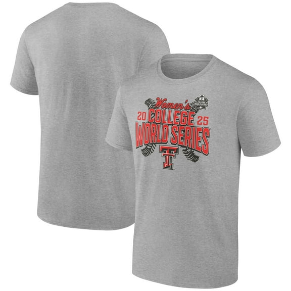 Men's Heather Gray Texas Tech Red Raiders 2025 NCAA Softball Women's College World Series Cut Off T-Shirt