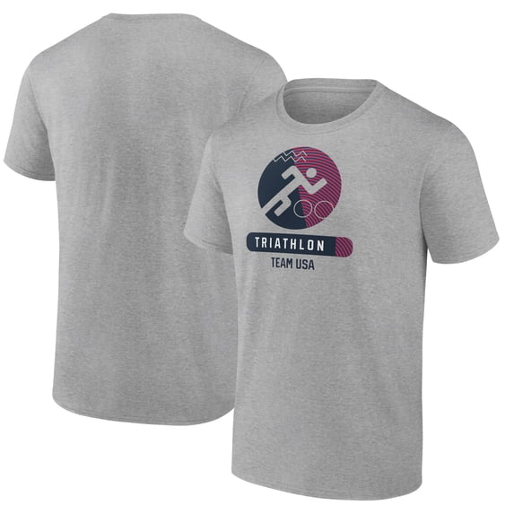 Men's Heather Gray USA Triathlon Radiating Victory T-Shirt