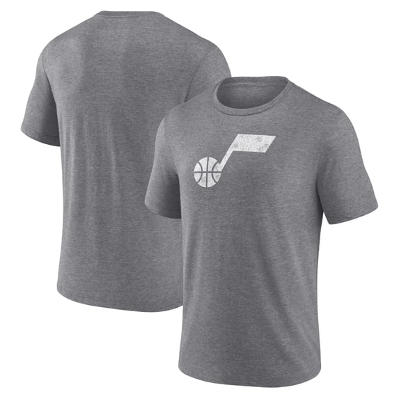 Men's Heather Gray Utah Jazz Distressed Tri-Blend T-Shirt