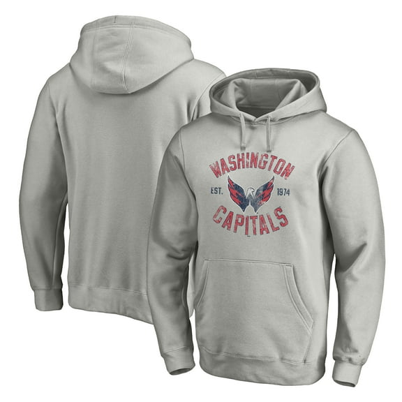 Men's Heather Gray Washington Capitals Heritage Pullover Hoodie