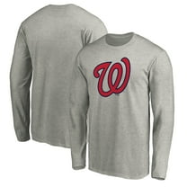 Men's Heather Gray Washington Nationals Official Team Logo Long Sleeve T-Shirt