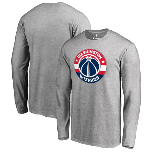 Men's Heather Gray Washington Wizards Primary Logo Long Sleeve T-Shirt