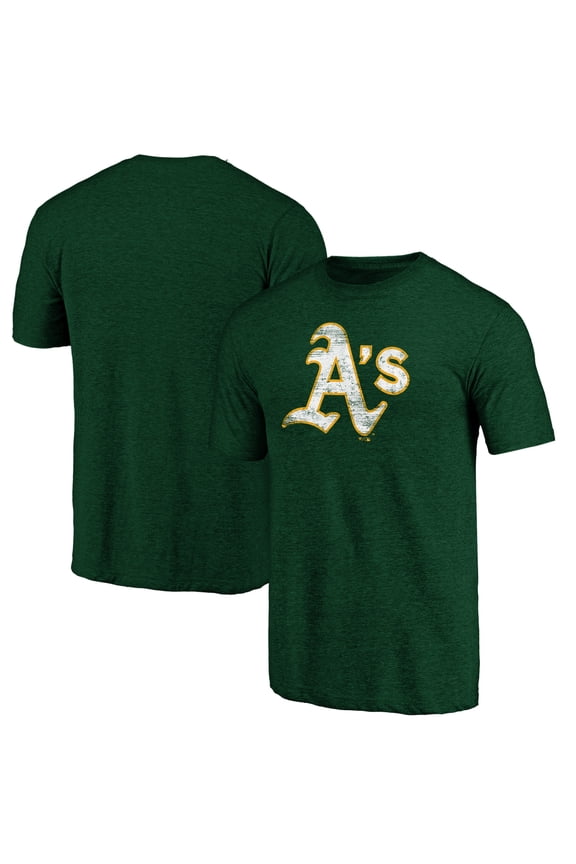 Men's Heather Green Athletics Official Logo Tri-Blend T-Shirt