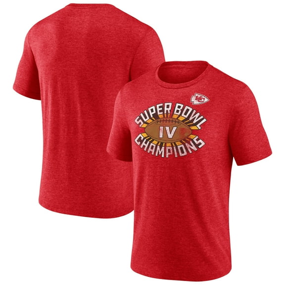 Men's Heather Red Kansas City Chiefs Hometown Old-Fashioned Super Bowl IV Champions Tri-Blend T-Shirt