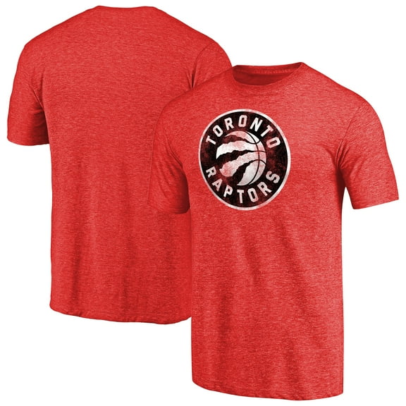 Men's Heather Red Toronto Raptors Distressed Team Logo Tri-Blend T-Shirt