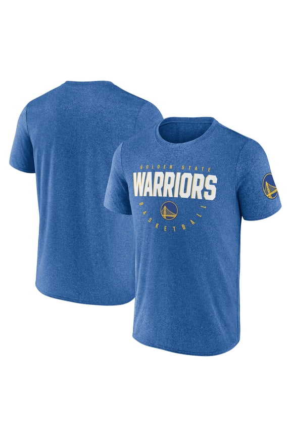 Men's Logo Athletic Heather Royal Golden State Warriors Block Practice Performance T-Shirt